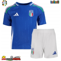 Camisa de Futebol Itália Equipamento Principal Infantil Europeu 2024 Manga Curta (+ Calças curtas)